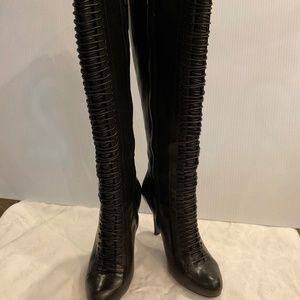 Black lace up boots, size 5.5. Maria Sharapova by Cole Haan, zipper opening